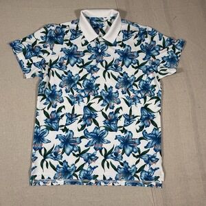 Bonobos Golf Polo Shirt Mens Large Slim Fit Blue Floral Performance